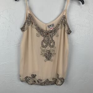 Lipsy Beige Embellished Beaded Cami Top